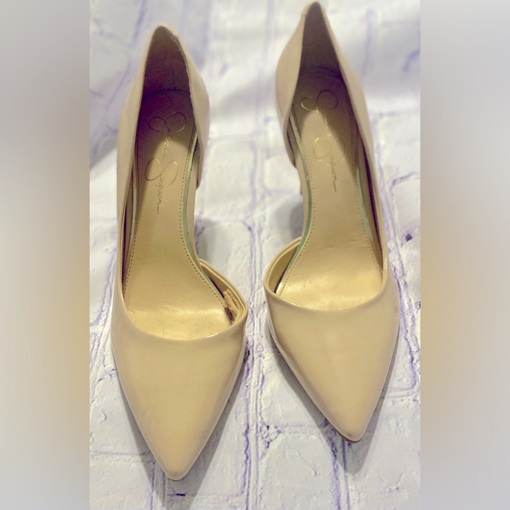Jessica Simpson Nude Patent Leather Heels Size 9